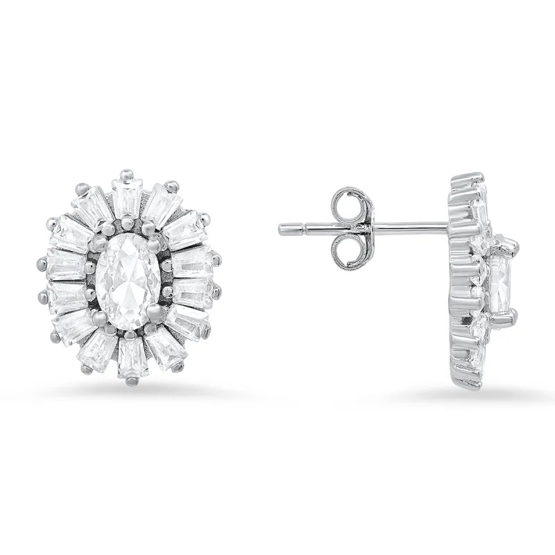 Sterling Silver CZ Halo Stud Earrings sold by Charming Charlie