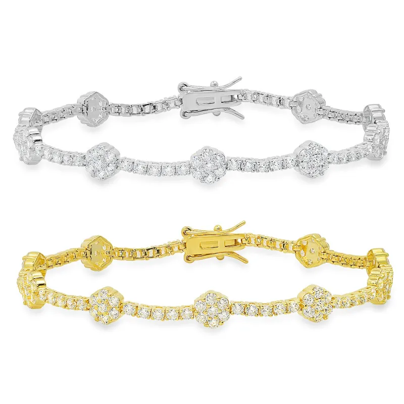 Sterling Silver CZ Floral Station Tennis Bracelet sold by Charming Charlie