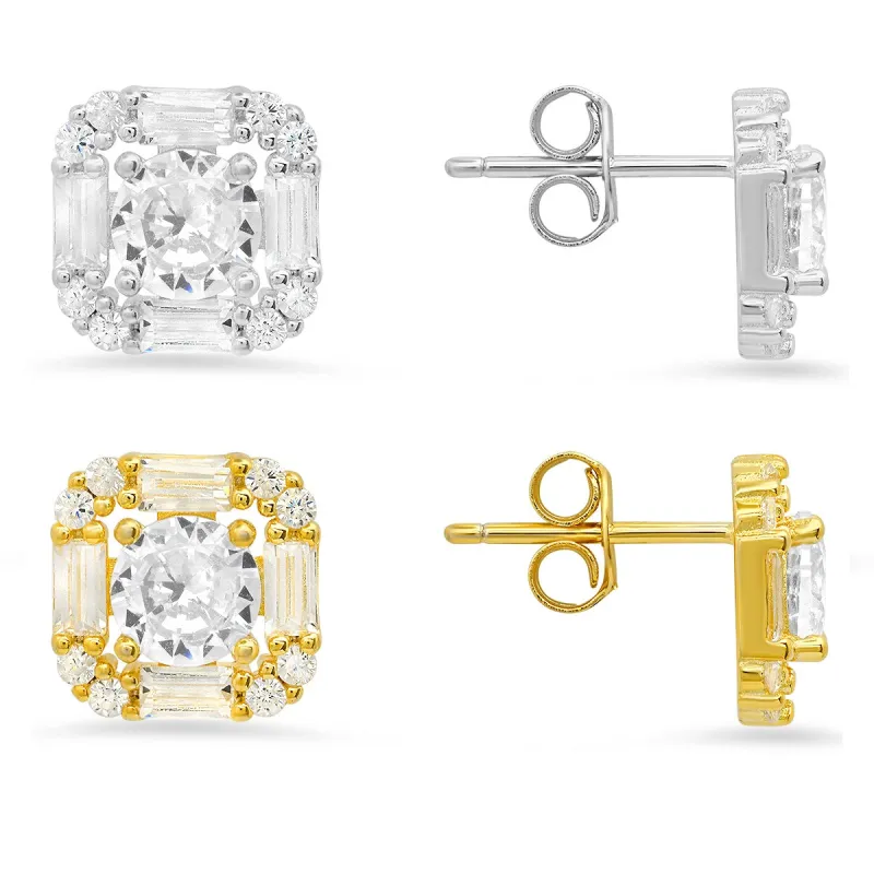 Sterling Silver CZ Halo Stud Earrings sold by Charming Charlie