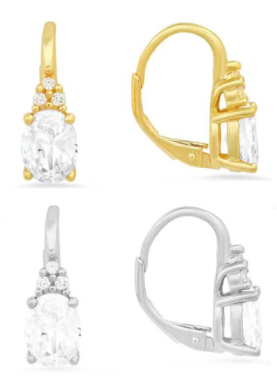 Sterling Silver CZ Leverback Earrings sold by Charming Charlie