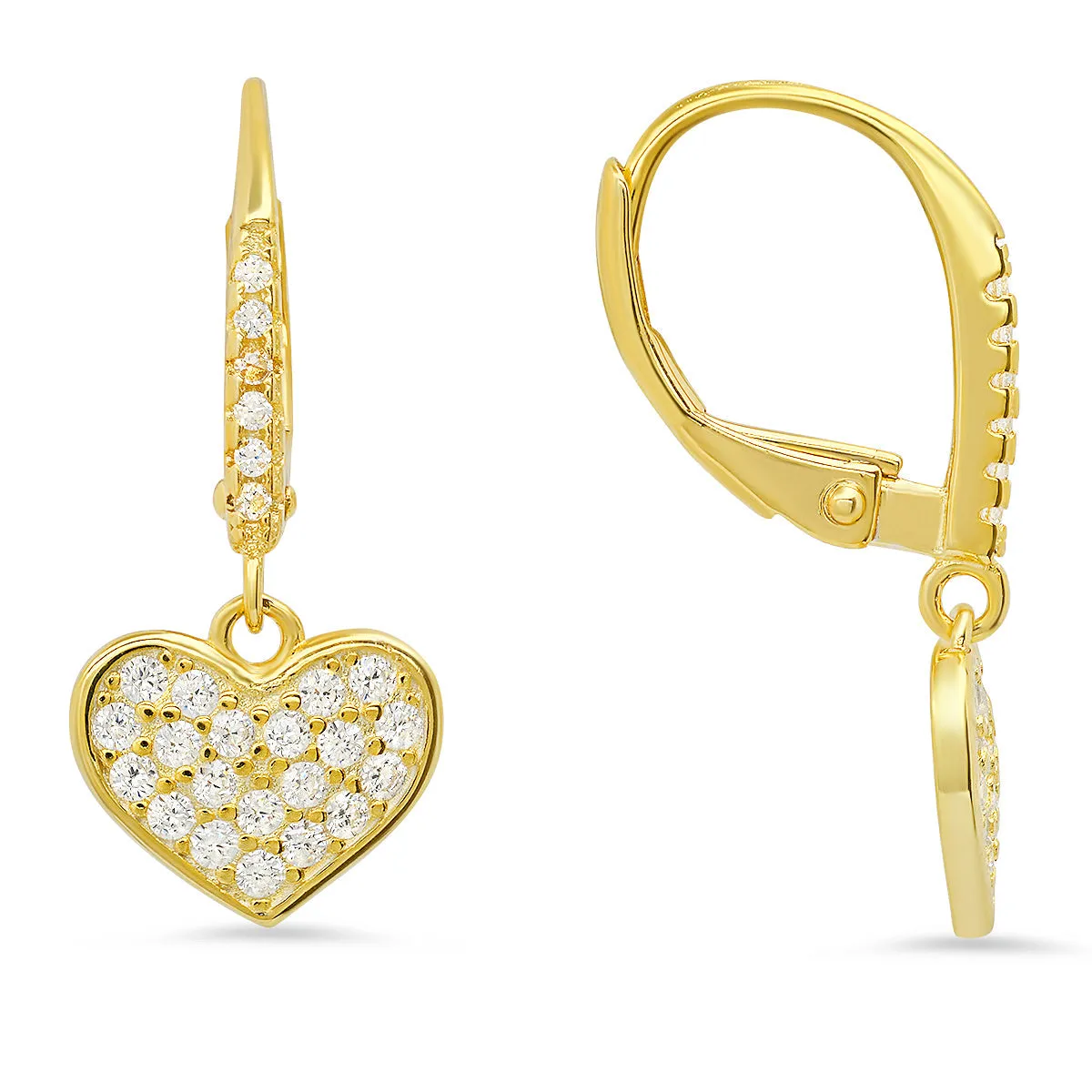 Sterling Silver Dangling Heart CZ Leverback Earrings sold by Charming Charlie product image thumbnail 4