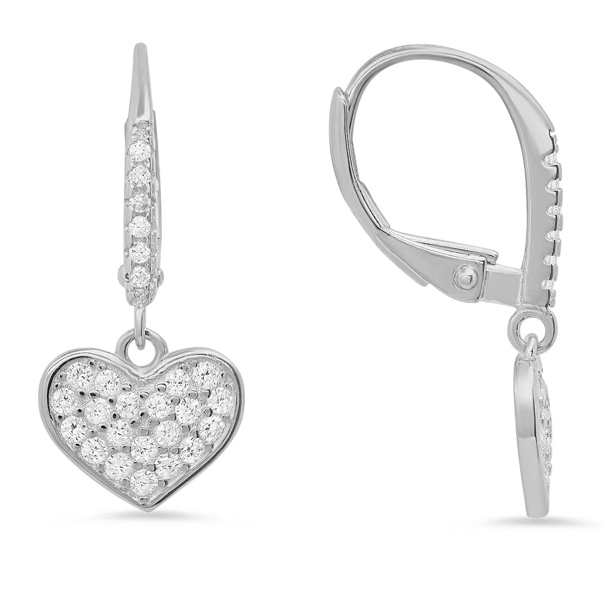 Sterling Silver Dangling Heart CZ Leverback Earrings sold by Charming Charlie product image thumbnail 2