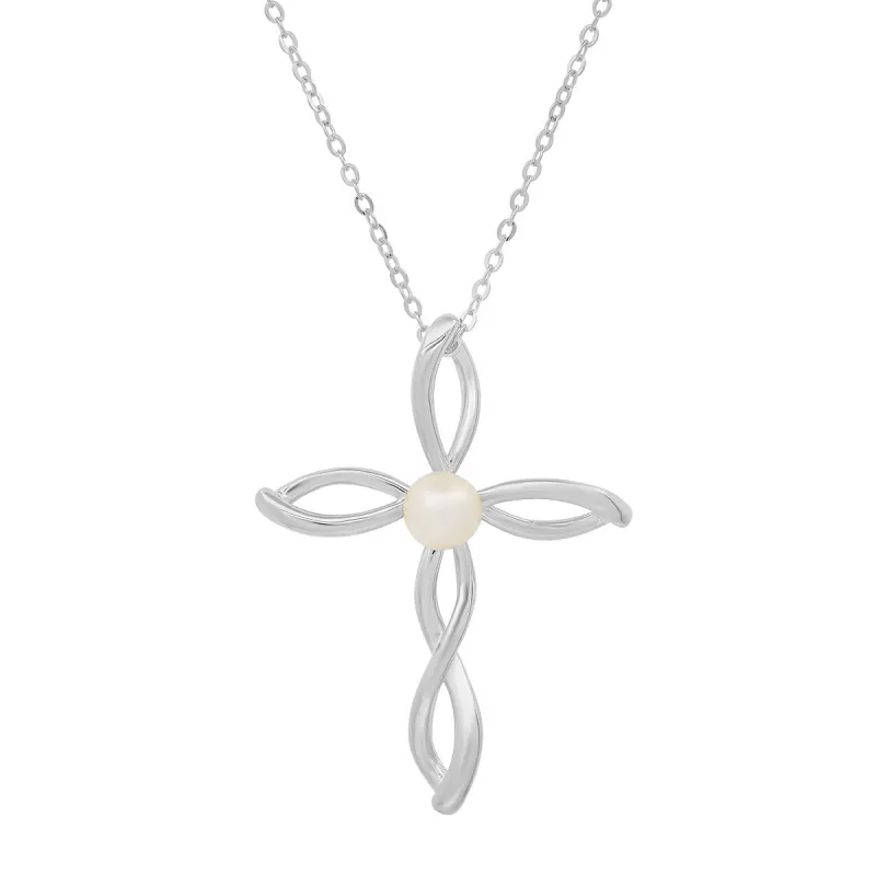 Sterling Silver Genuine Pearl Cross Pendant sold by Charming Charlie