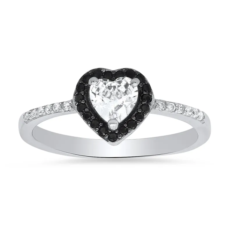 Sterling Silver Heart-cut CZ Halo Ring sold by Charming Charlie