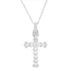 Sterling Silver Luxurious Baguette-cut CZ Cross Pendant sold by Charming Charlie