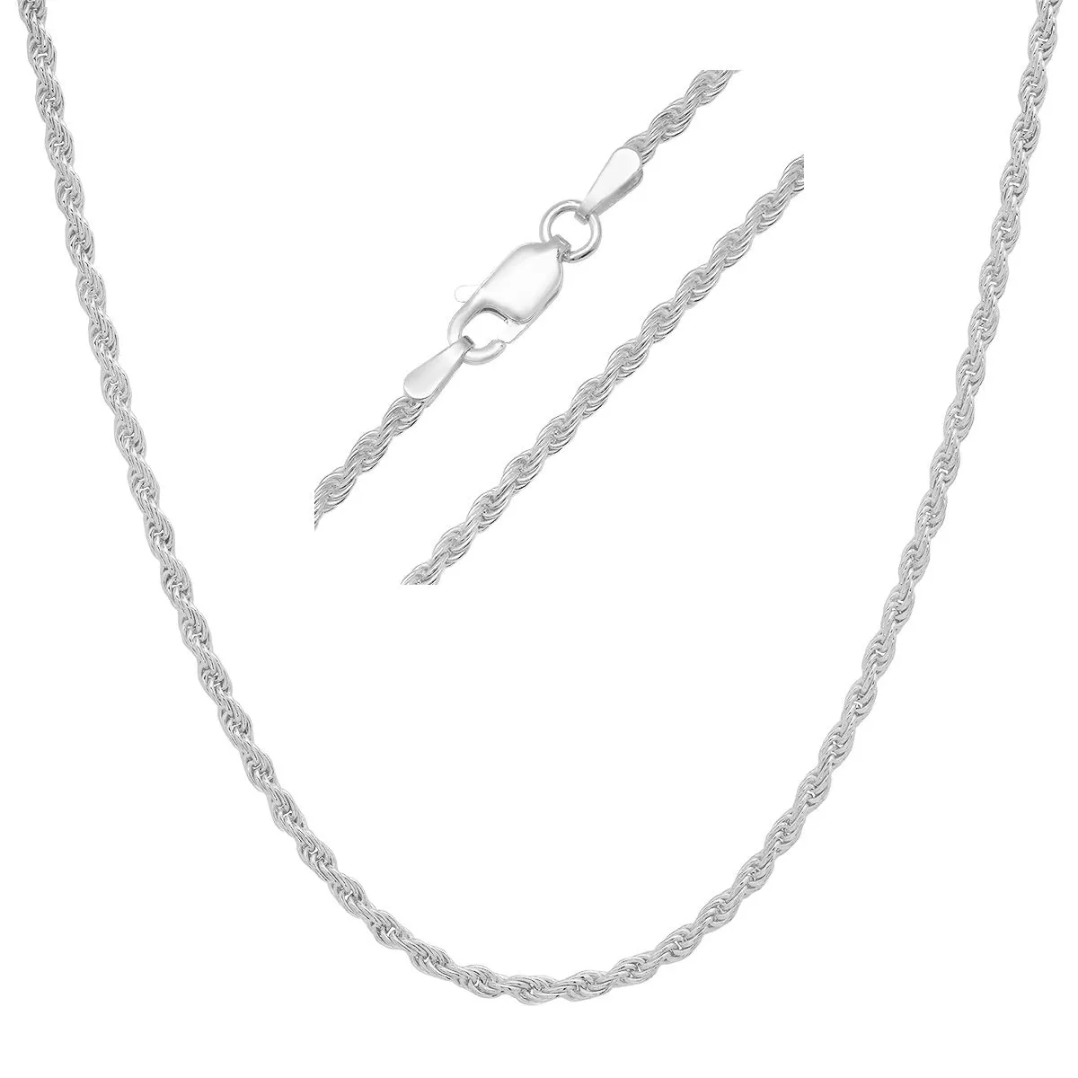 Sterling Silver Italian Unisex Rope Chain - 18"-30" sold by Charming Charlie