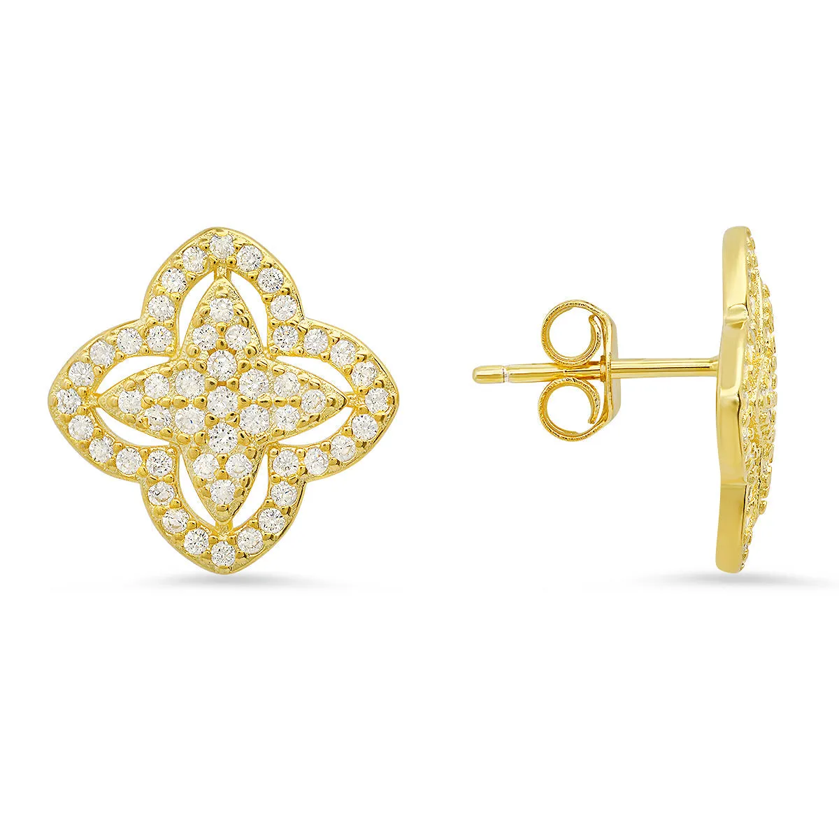 Sterling Silver Pave CZ Floral Stud Earrings sold by Charming Charlie product image thumbnail 3