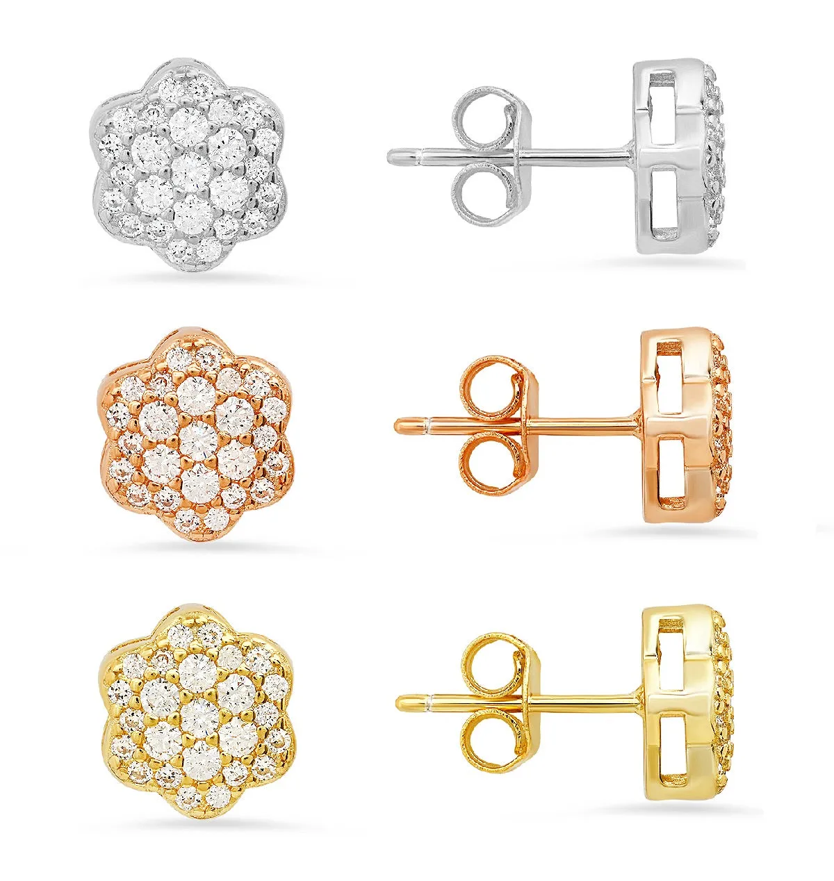 Sterling Silver Petite Flower CZ Stud Earrings sold by Charming Charlie