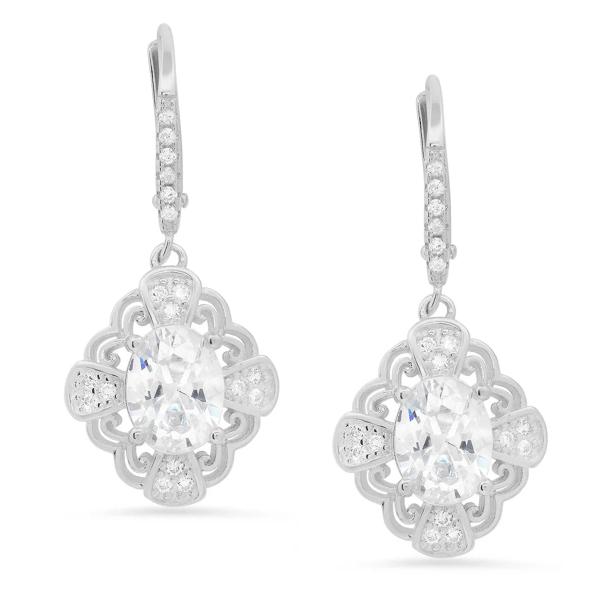 Sterling Silver Vintage Filigree CZ Leverback Earrings sold by Charming Charlie product image thumbnail 4