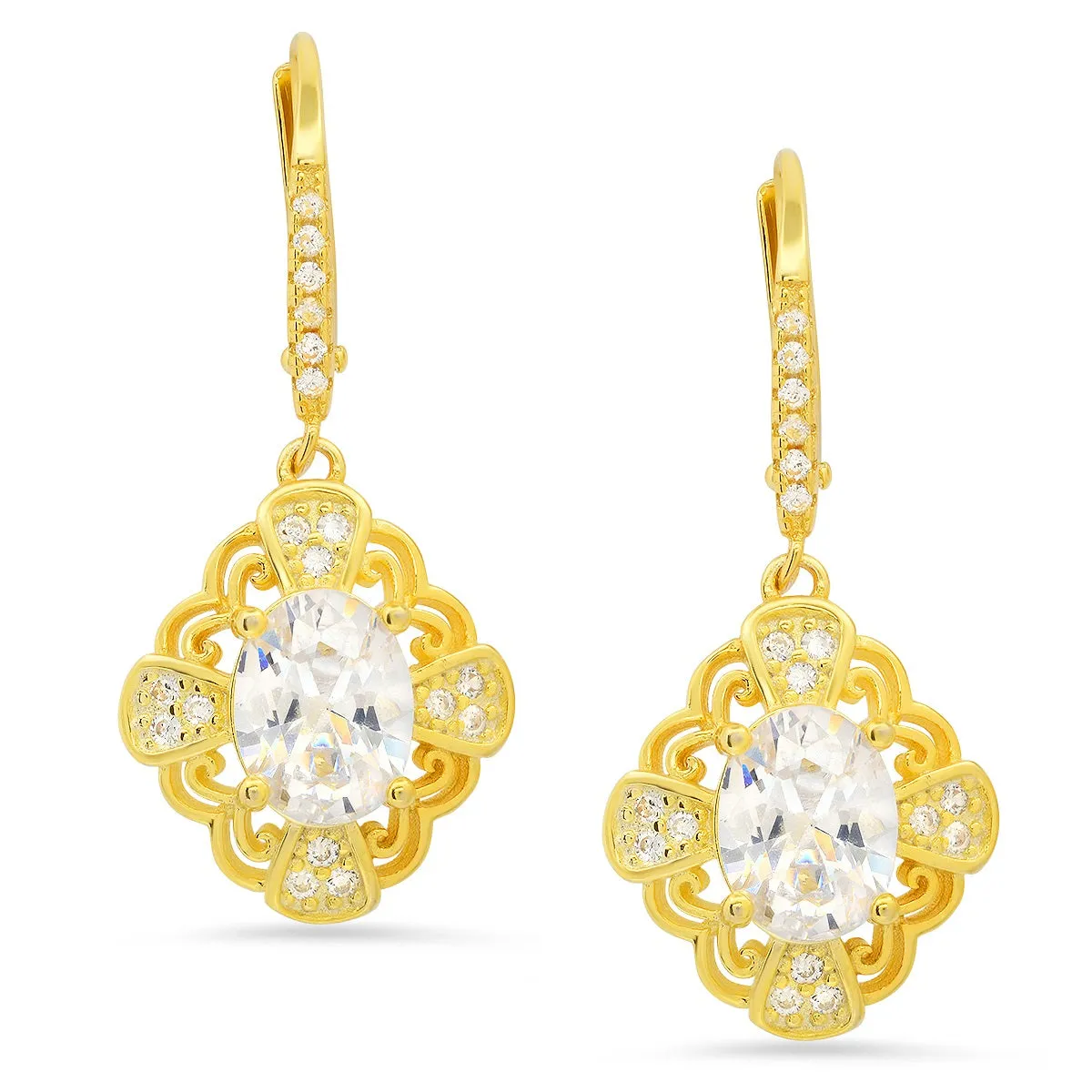 Sterling Silver Vintage Filigree CZ Leverback Earrings sold by Charming Charlie product image thumbnail 3