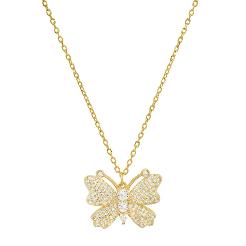 Yellow Gold Over Silver Butterfly CZ Pendant sold by Charming Charlie