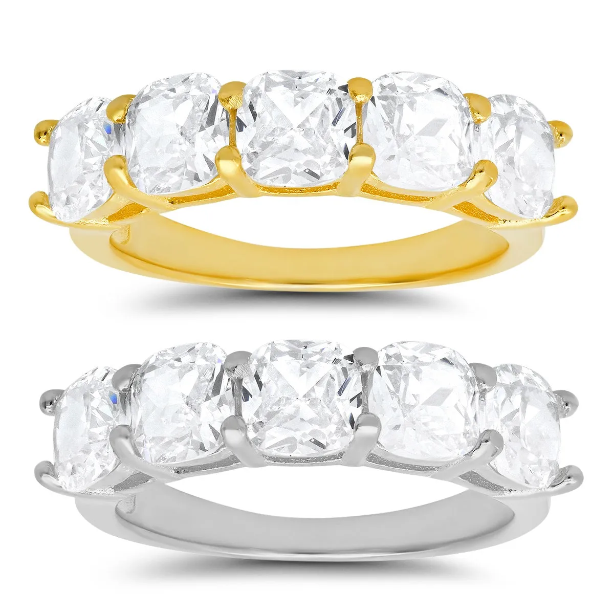 Sterling Silver 5-stone Cushion-cut CZ Ring sold by Charming Charlie