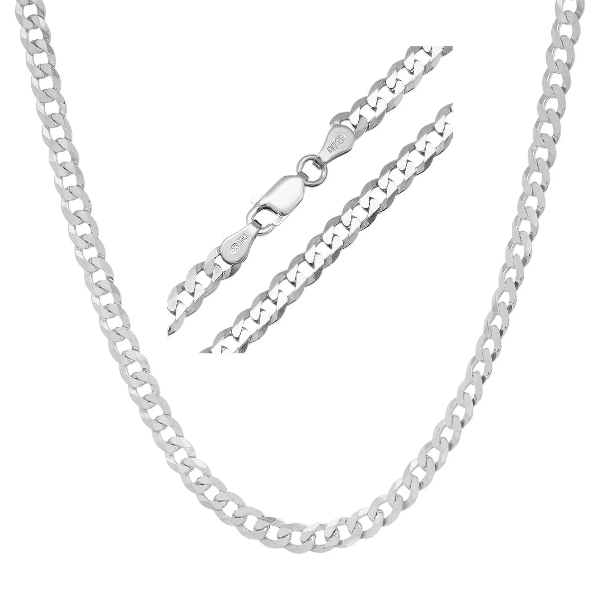 Sterling Silver Italian Unisex Miami Cuban Curb Chain - 18"-24" sold by Charming Charlie