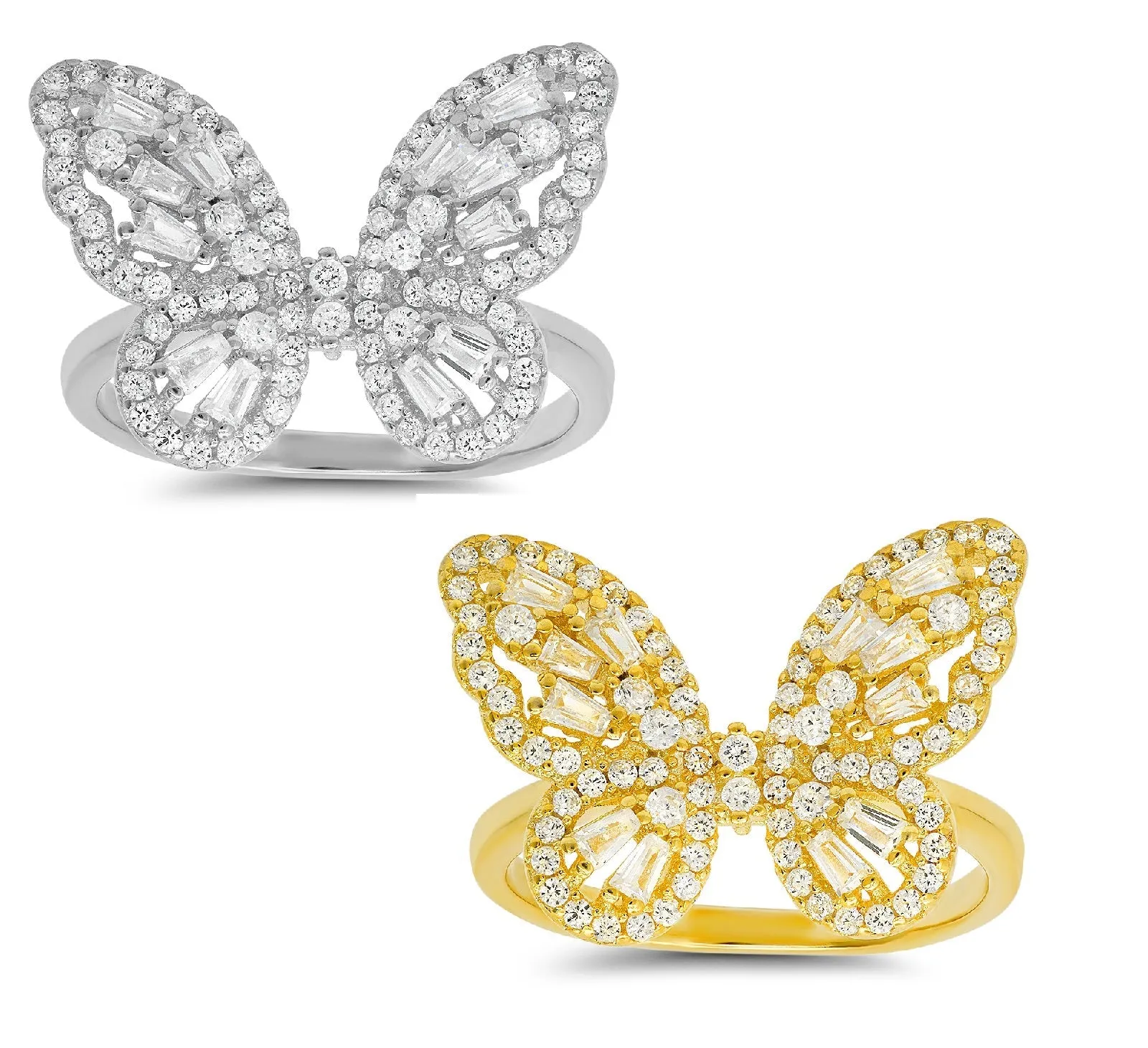 Sterling Silver Baguette Butterfly Ring sold by Charming Charlie