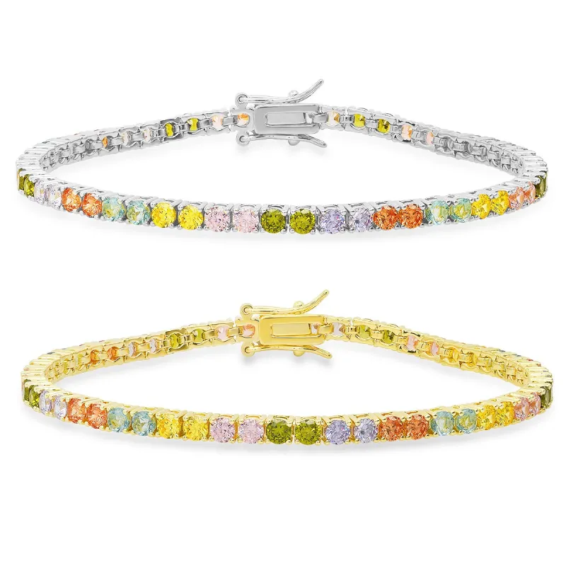 Sterling Silver Multi-color CZ Tennis Bracelet sold by Charming Charlie