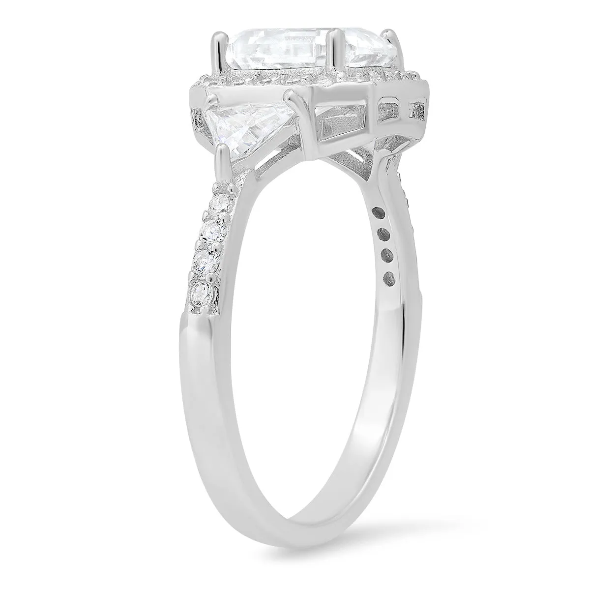 Sterling Silver Asscher-cut Diamond CZ Halo Ring sold by Charming Charlie product image thumbnail 4