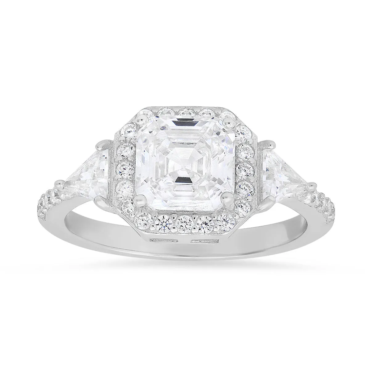 Sterling Silver Asscher-cut Diamond CZ Halo Ring sold by Charming Charlie product image thumbnail 2