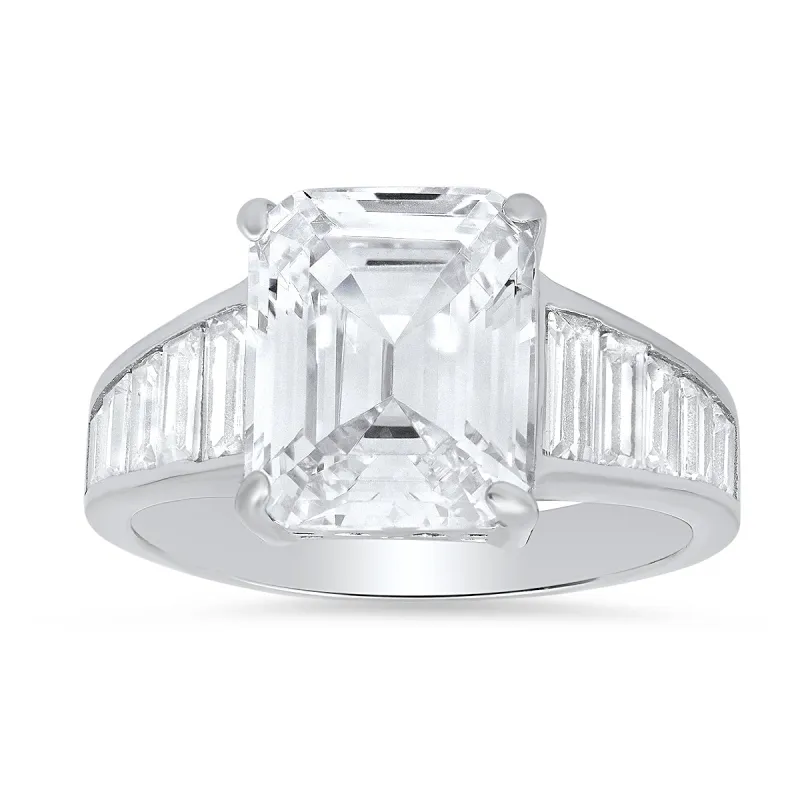 Sterling Silver Emerald-cut Diamond CZ Statement Ring sold by Charming Charlie