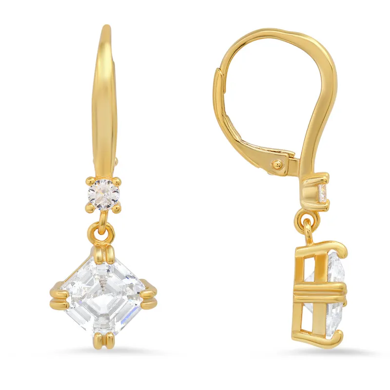 Sterling Silver Dangling Asscher-cut Diamond Earrings sold by Charming Charlie