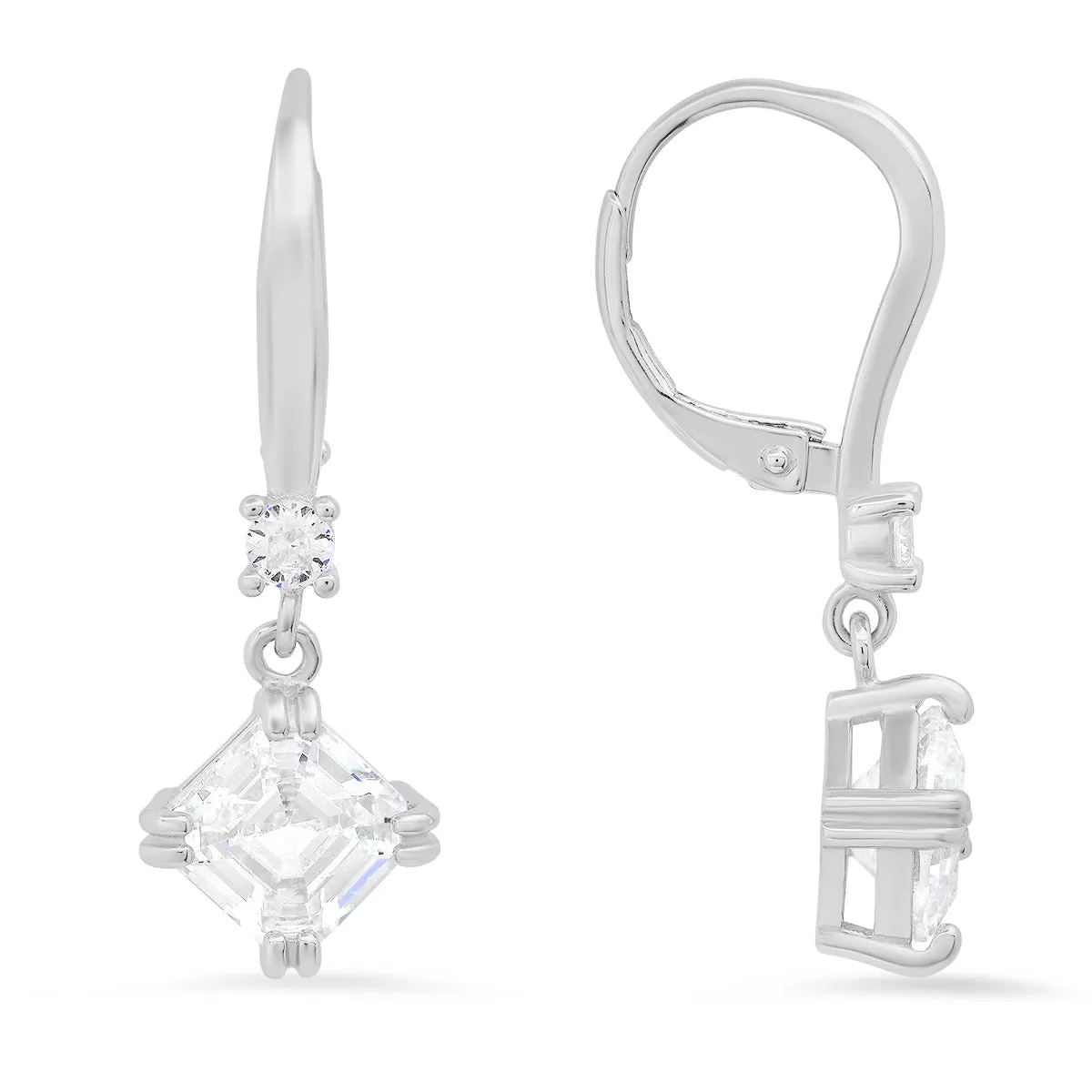Sterling Silver Dangling Asscher-cut Diamond Earrings sold by Charming Charlie product image thumbnail 2