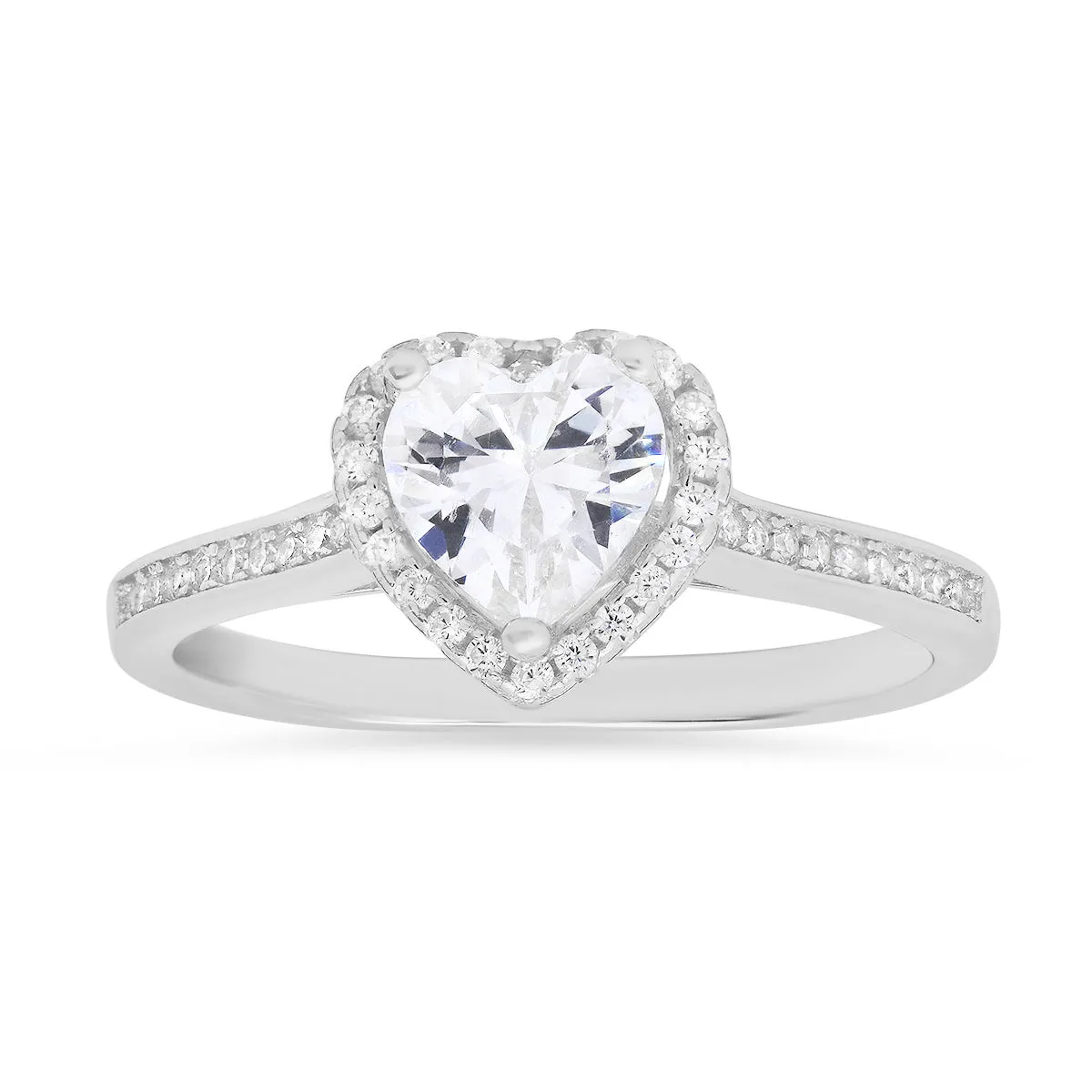 Sterling Silver Heart-cut Halo Diamond CZ Ring sold by Charming Charlie product image thumbnail 2