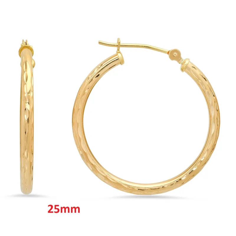 Real 10k Solid Gold Diamond-cut Huggy Hoop Gold Earrings sold by Charming Charlie
