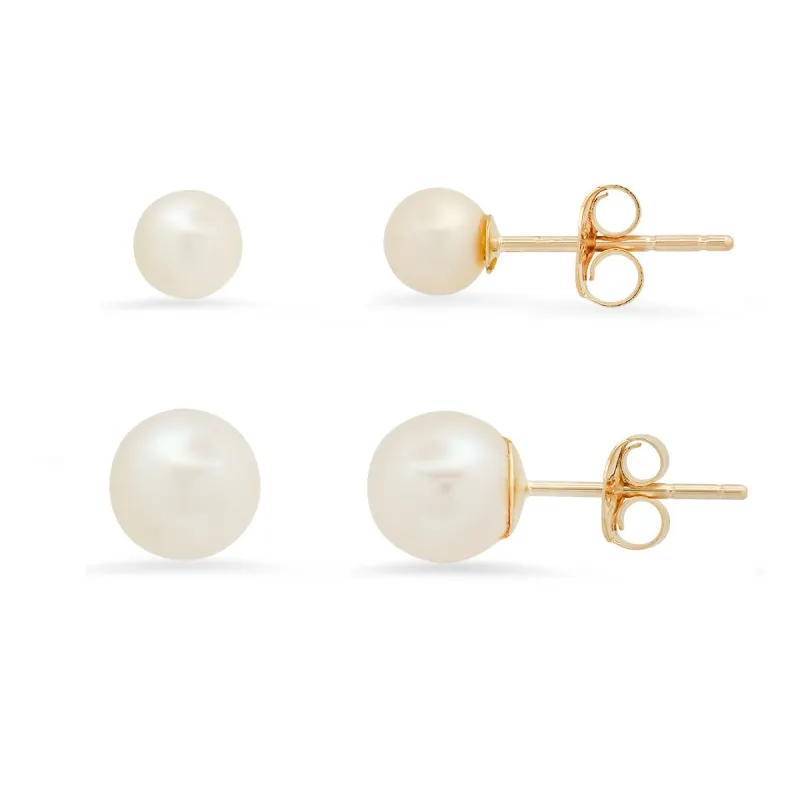 Real 10k Solid Gold Genuine Pearl Stud Earrings sold by Charming Charlie