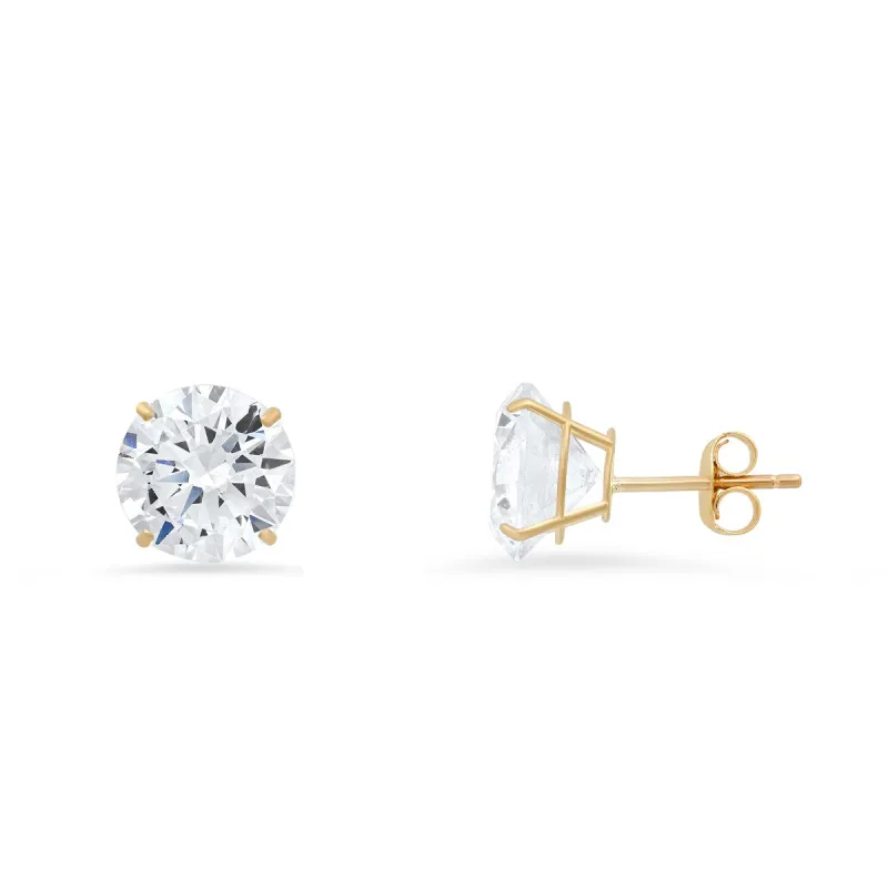Real 10k Solid Gold 6mm Diamond Stud Earrings made by Charming Charlie
