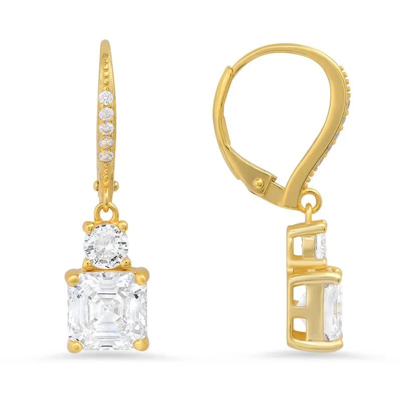 Sterling Silver Asscher-cut Dangling Diamond Earrings sold by Charming Charlie