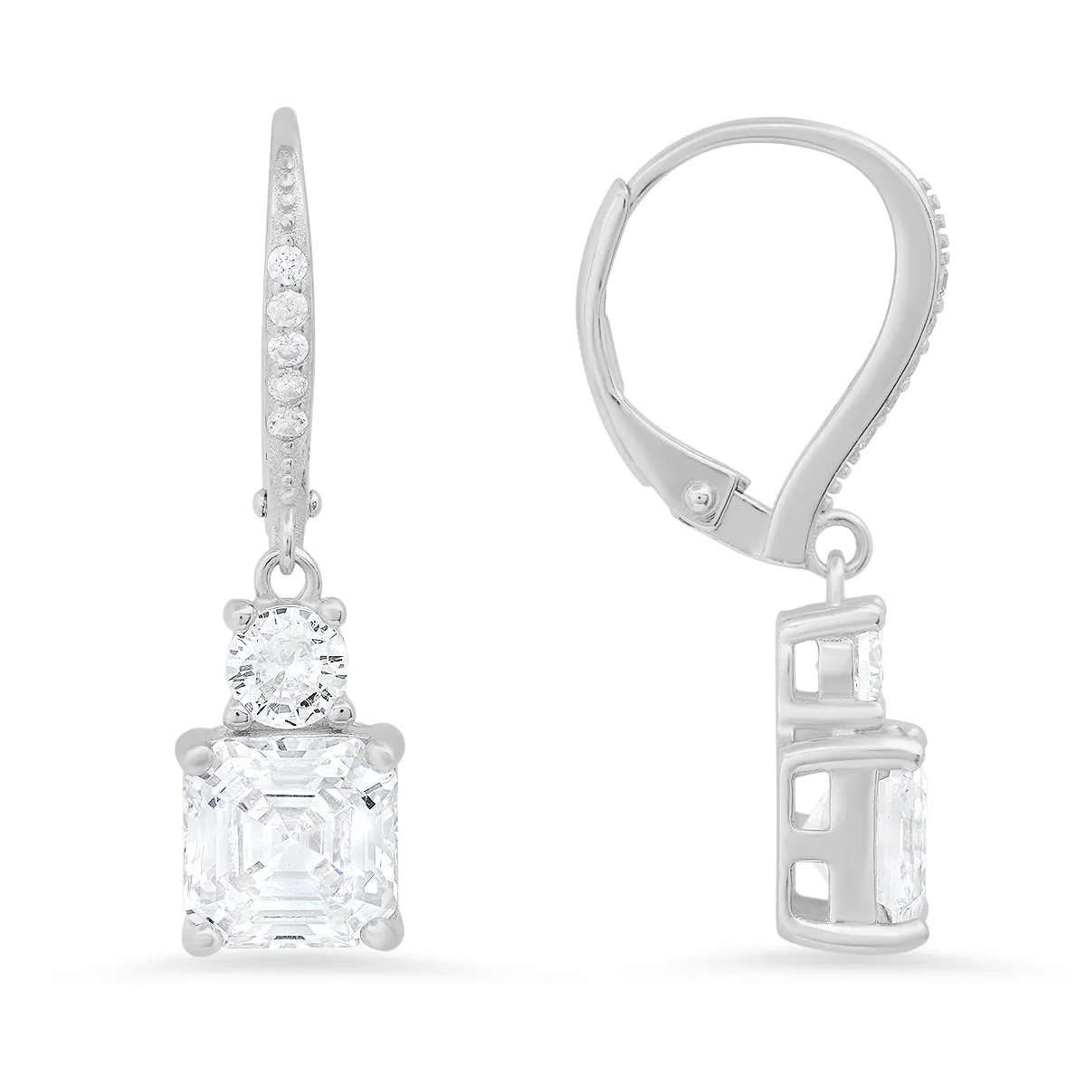 Sterling Silver Asscher-cut Dangling Diamond Earrings sold by Charming Charlie product image thumbnail 2