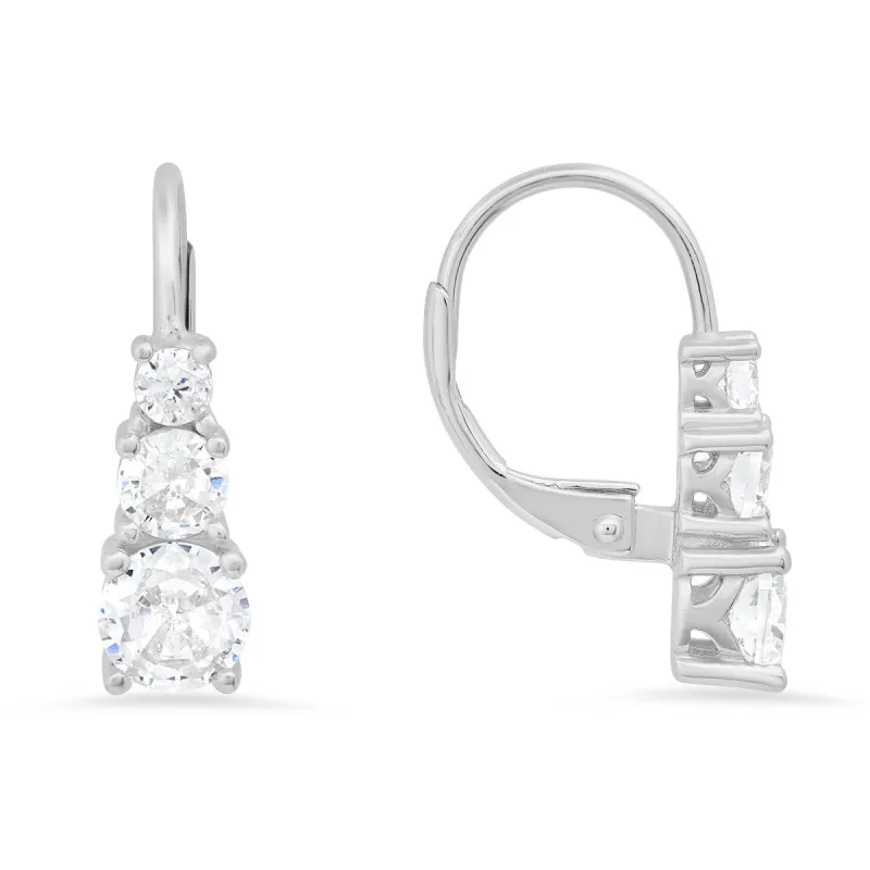 Sterling Silver 3-Stone Diamond Leverback Earrings sold by Charming Charlie