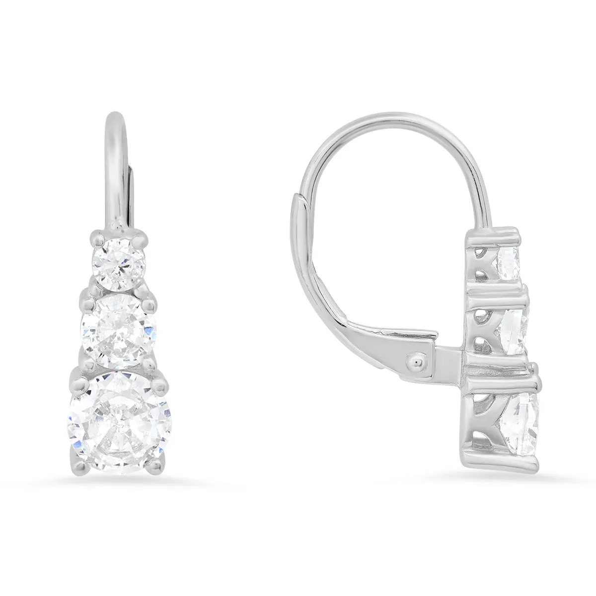 Sterling Silver 3-Stone Diamond Leverback Earrings sold by Charming Charlie