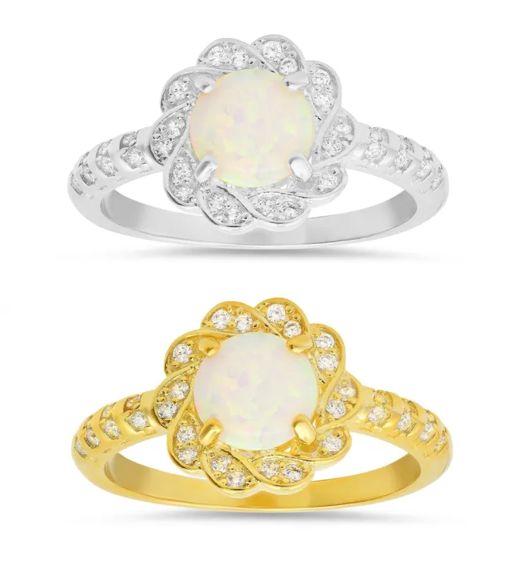 Sterling Silver Opal Floral Ring sold by Charming Charlie