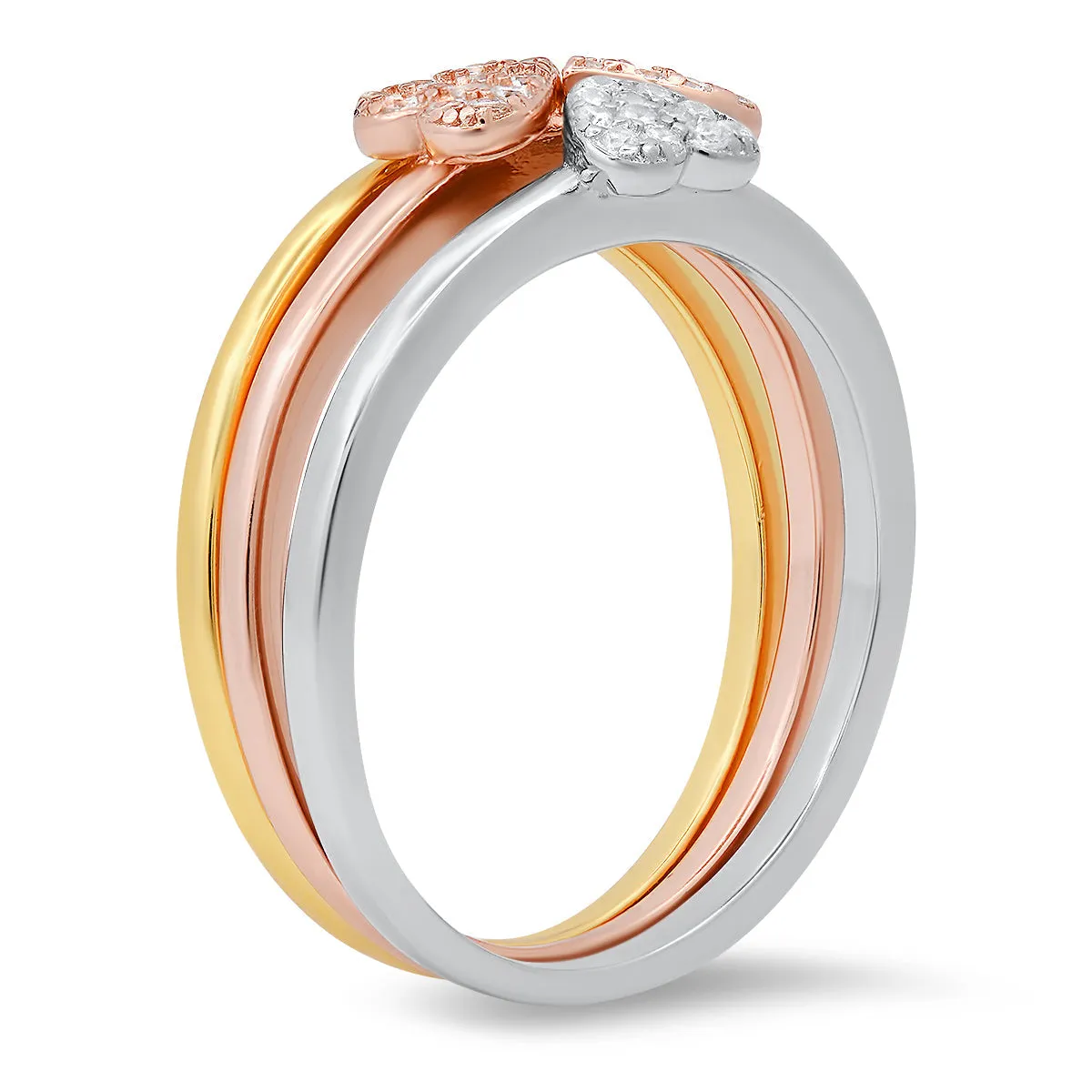 Sterling Silver Tri-Color 3pc Stackable Heart Ring Set sold by Charming Charlie product image thumbnail 2