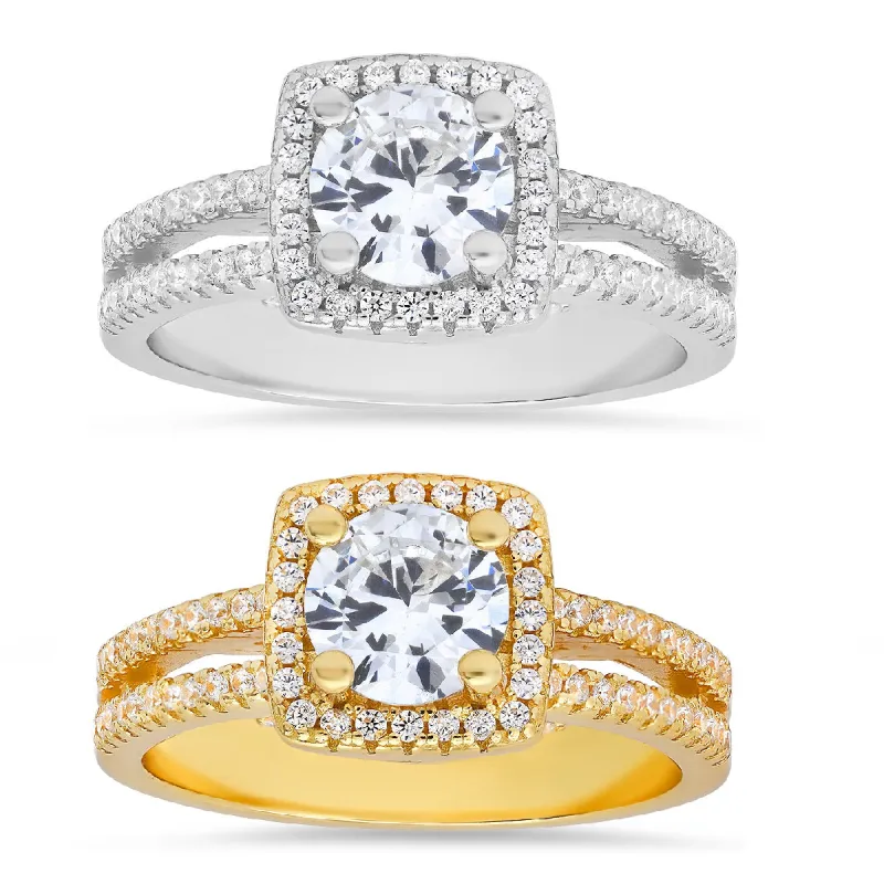 Sterling Silver Diamond CZ Halo Ring sold by Charming Charlie