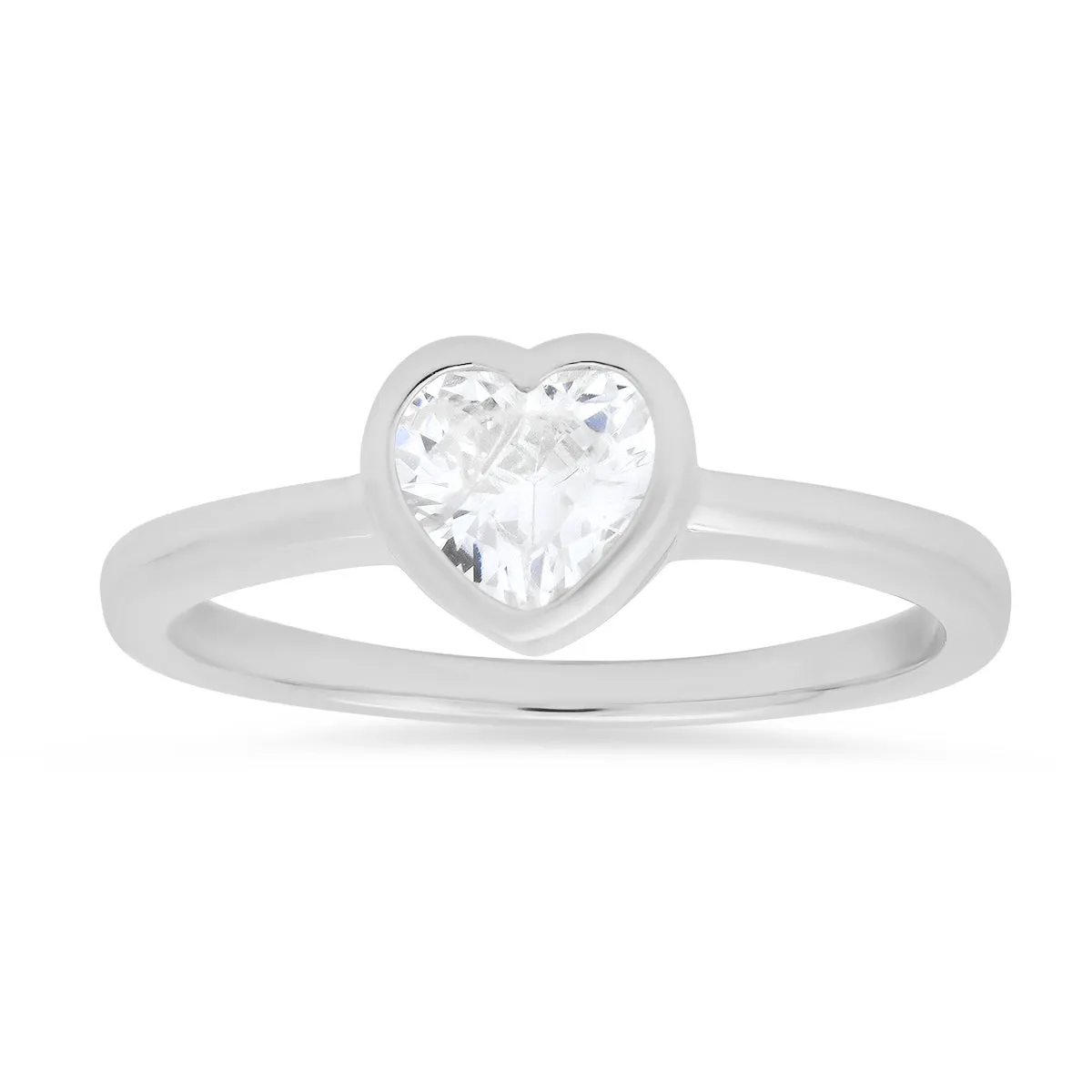 Sterling Silver Bezel-set Diamond CZ Solitaire Heart Ring sold by Charming Charlie product image thumbnail 2