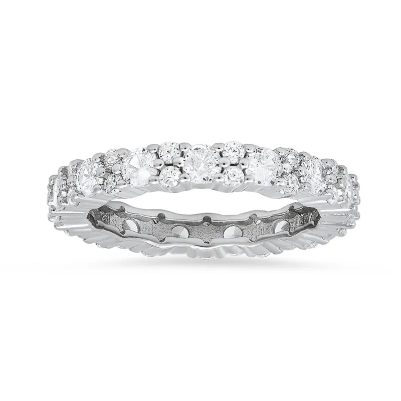 Sterling Silver Diamond CZ Eternity Band Ring sold by Charming Charlie