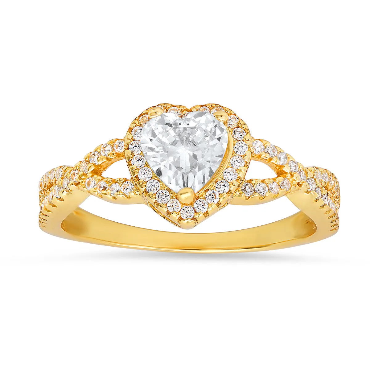 Sterling Silver Heart-cut Halo Diamond CZ Ring sold by Charming Charlie product image thumbnail 3