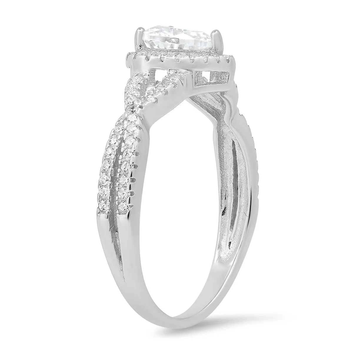 Sterling Silver Heart-cut Halo Diamond CZ Ring sold by Charming Charlie product image thumbnail 4