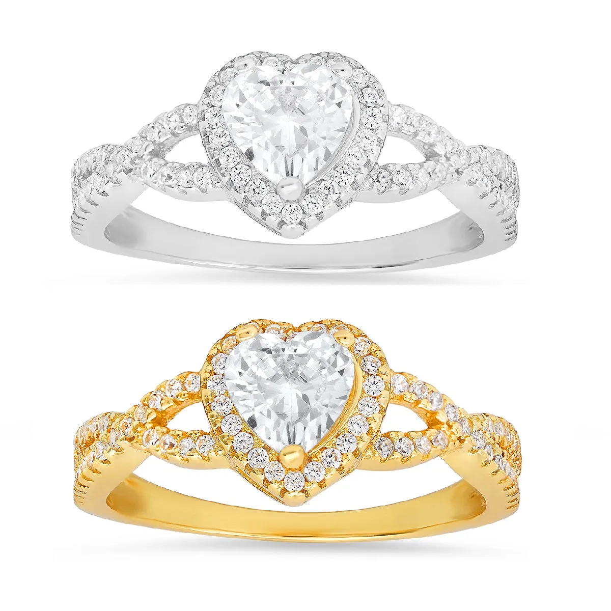 Sterling Silver Heart-cut Halo Diamond CZ Ring sold by Charming Charlie