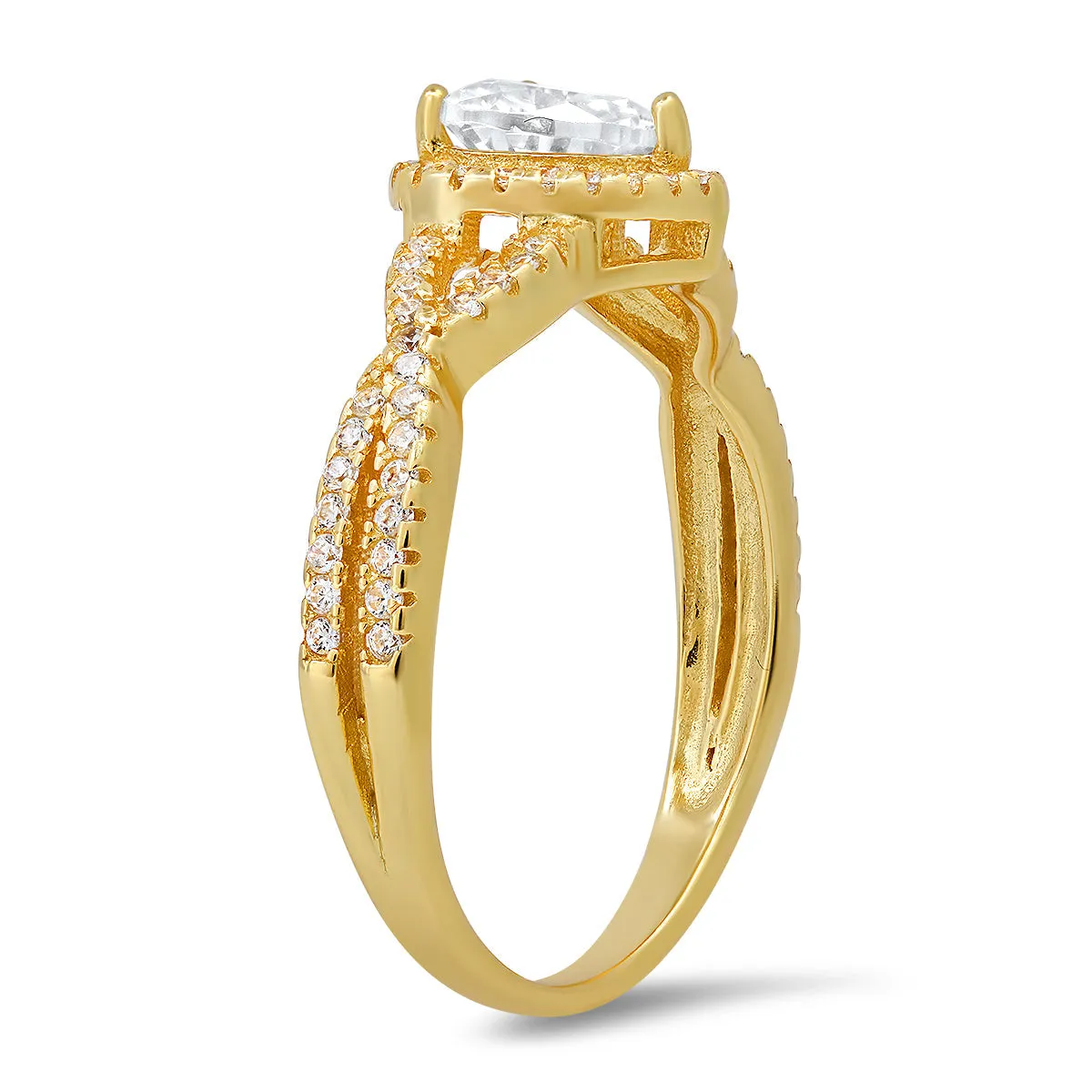 Sterling Silver Heart-cut Halo Diamond CZ Ring sold by Charming Charlie product image thumbnail 5