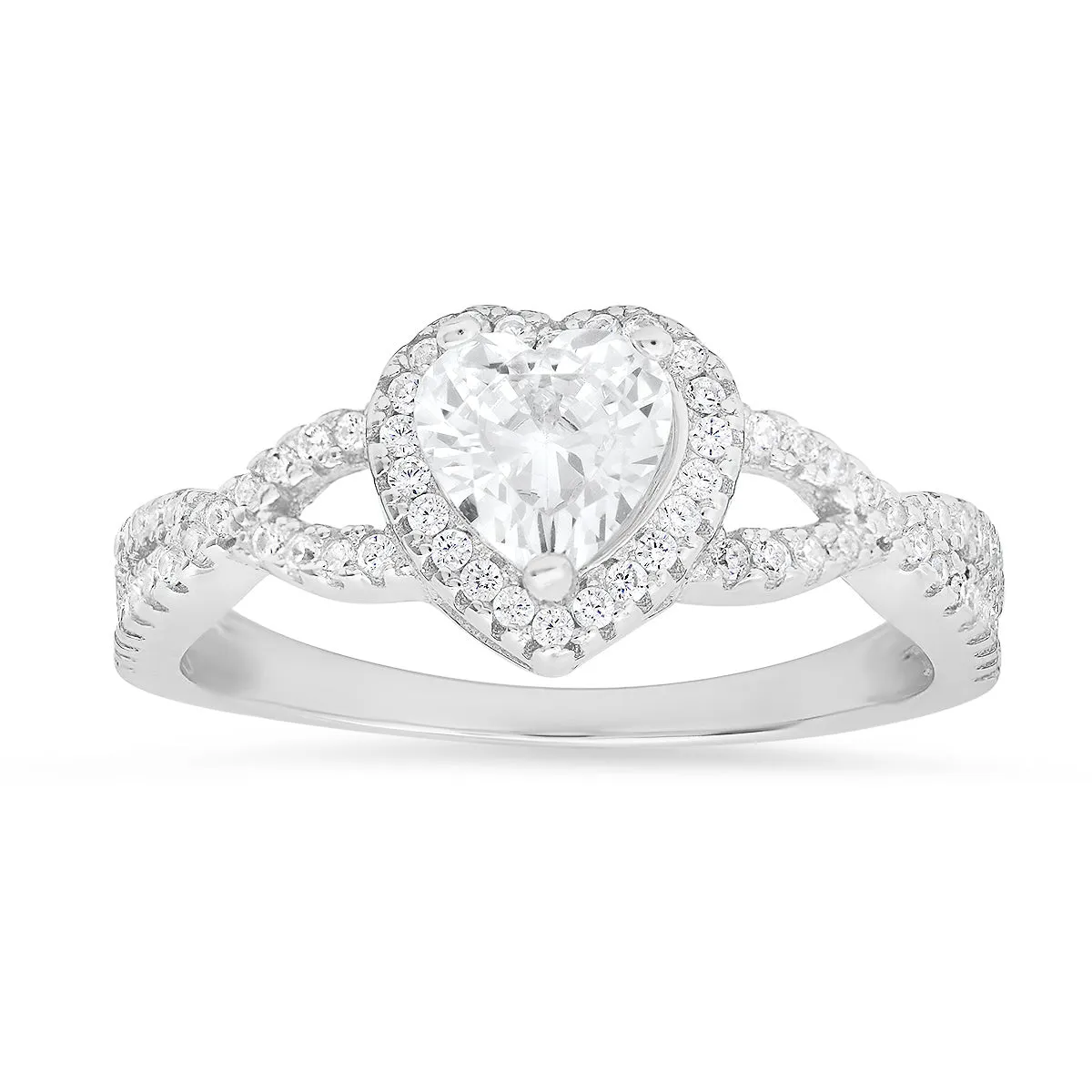 Sterling Silver Heart-cut Halo Diamond CZ Ring sold by Charming Charlie product image thumbnail 2