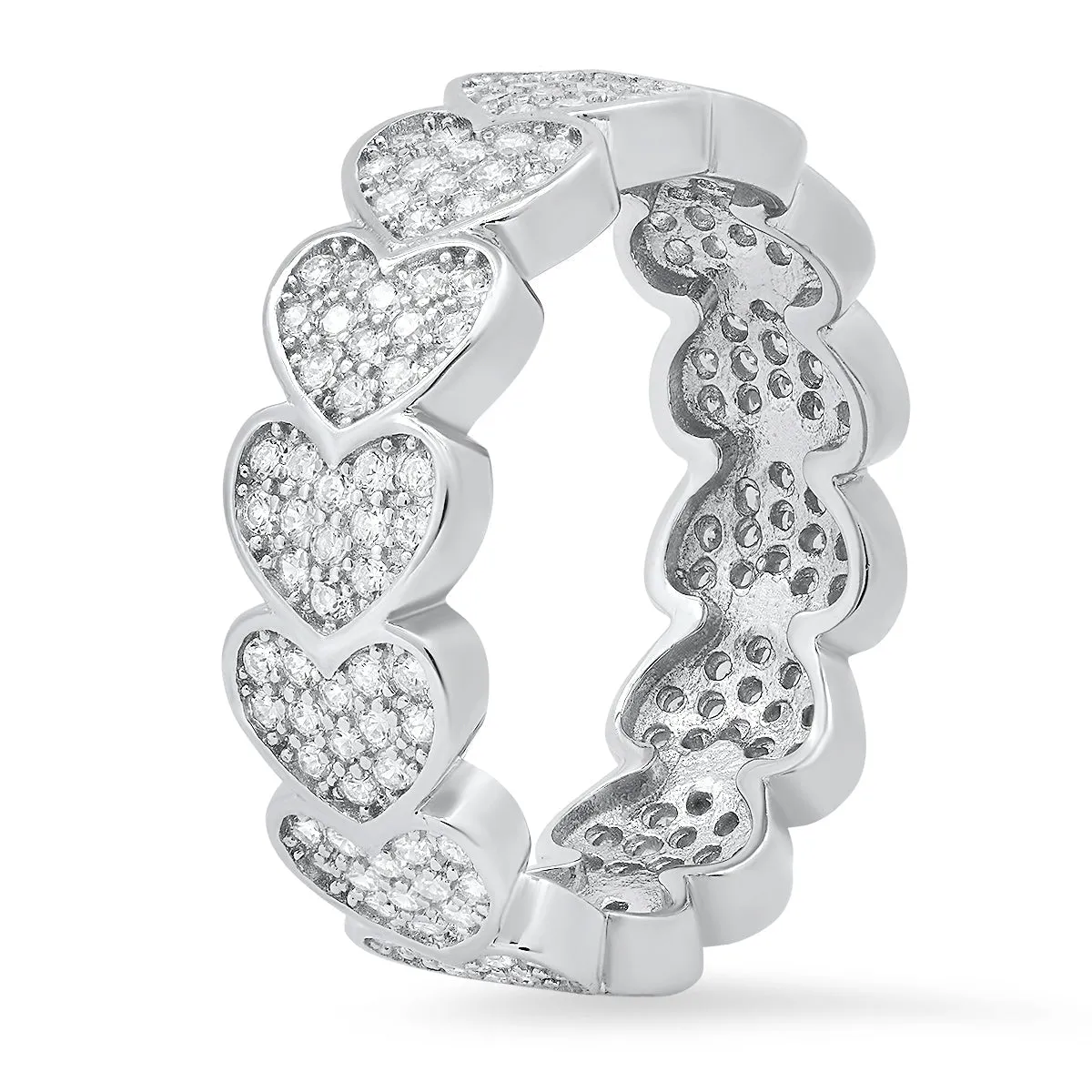 Sterling Silver Pave Diamond CZ Heart Eternity Band Ring sold by Charming Charlie product image thumbnail 2