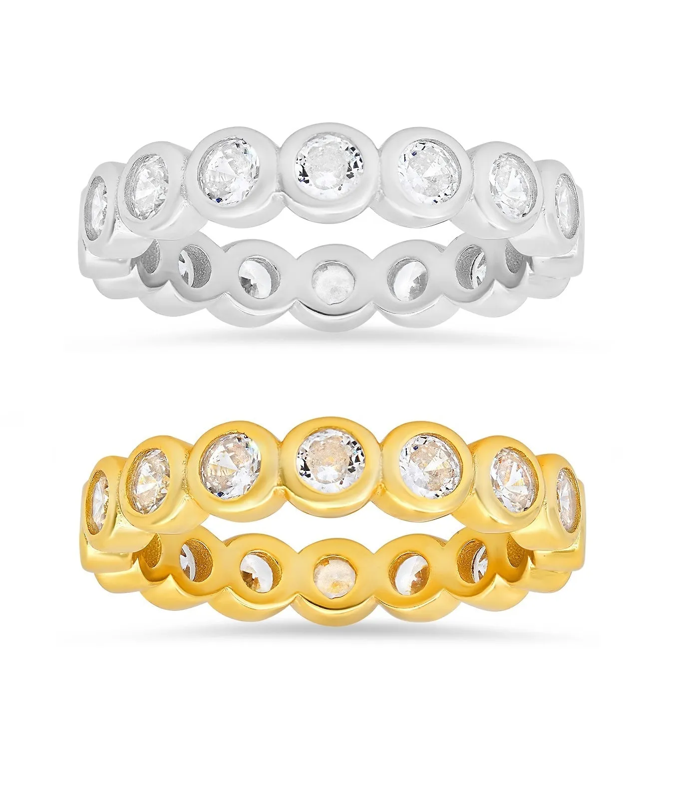 Sterling Silver Bezel-set Diamond CZ Eternity Band Ring sold by Charming Charlie