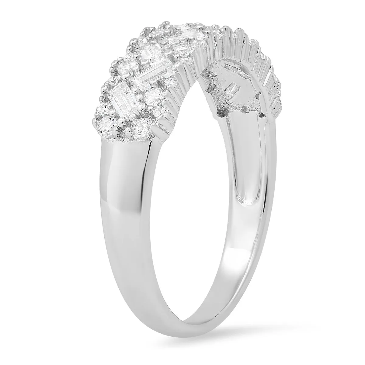 Sterling Silver Baguette-cut Diamond CZ Band Ring sold by Charming Charlie product image thumbnail 4