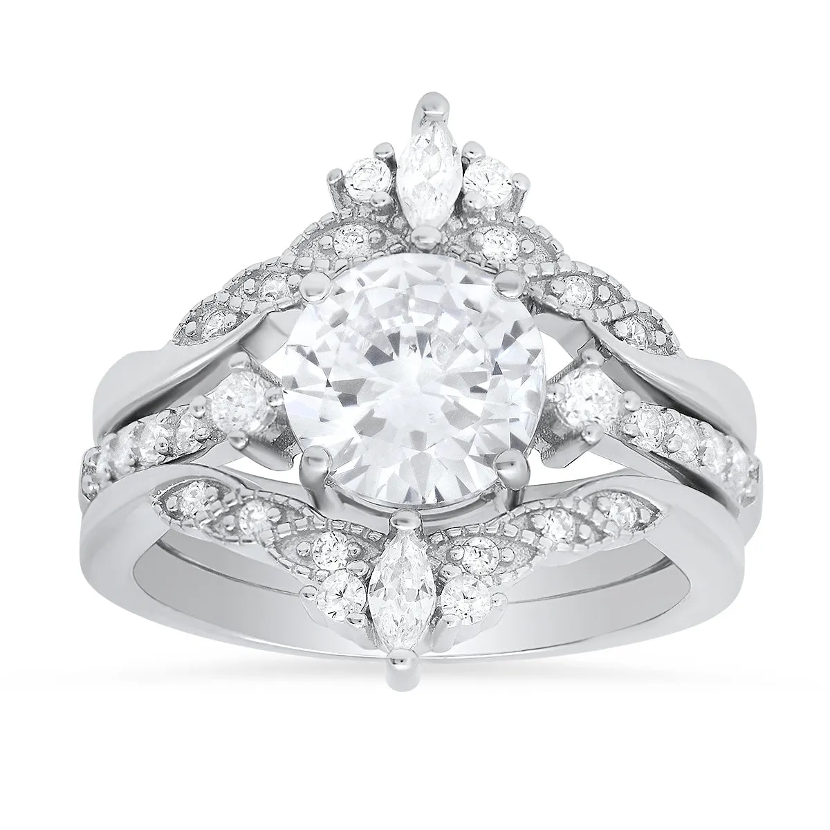 Sterling Silver 3pc Stackable Diamond CZ Ring Set sold by Charming Charlie