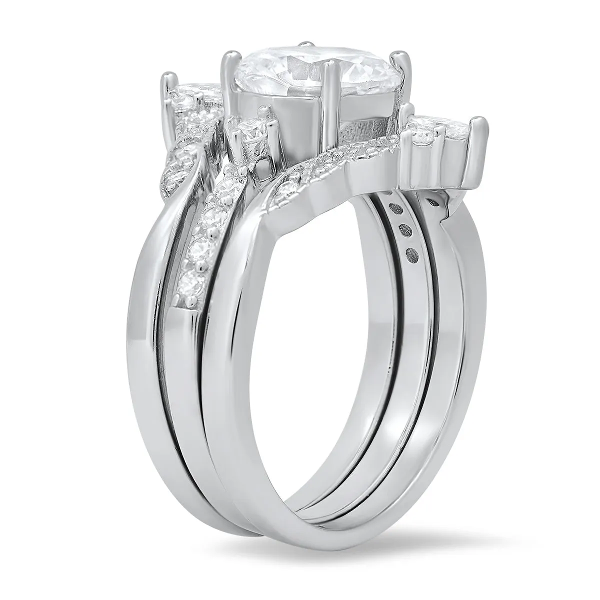 Sterling Silver 3pc Stackable Diamond CZ Ring Set sold by Charming Charlie product image thumbnail 2