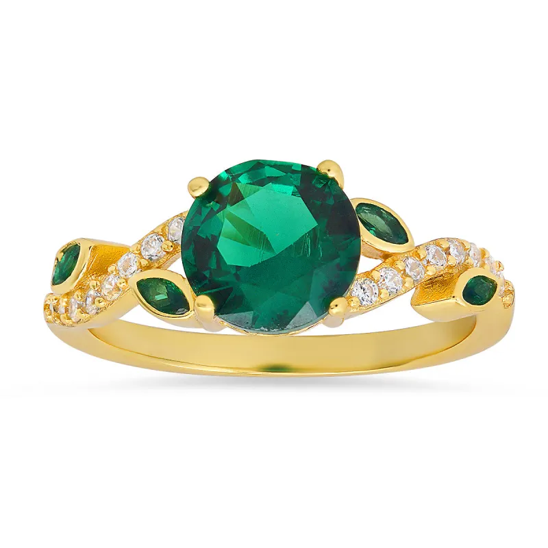 Gold Over Silver Emerald Floral Ring sold by Charming Charlie