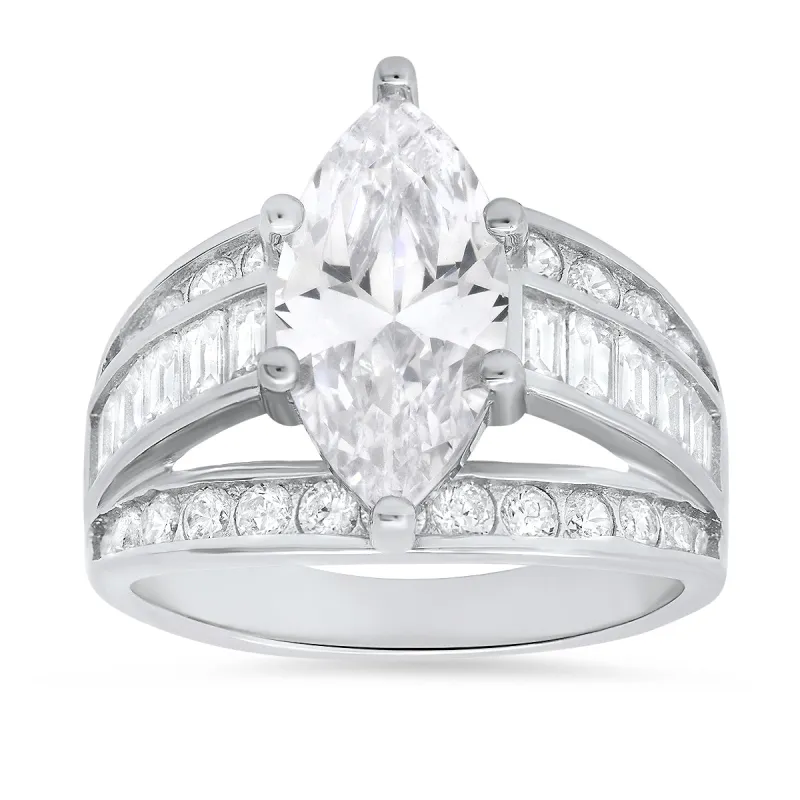 Sterling Silver Marquise-cut Diamond CZ Cocktail Ring sold by Charming Charlie