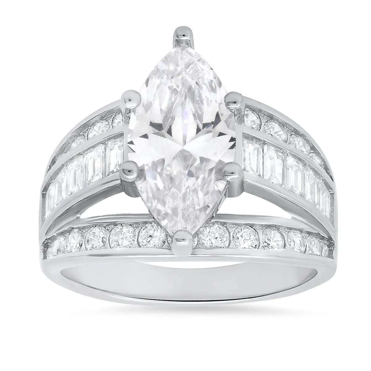 Sterling Silver Marquise-cut Diamond CZ Cocktail Ring sold by Charming Charlie